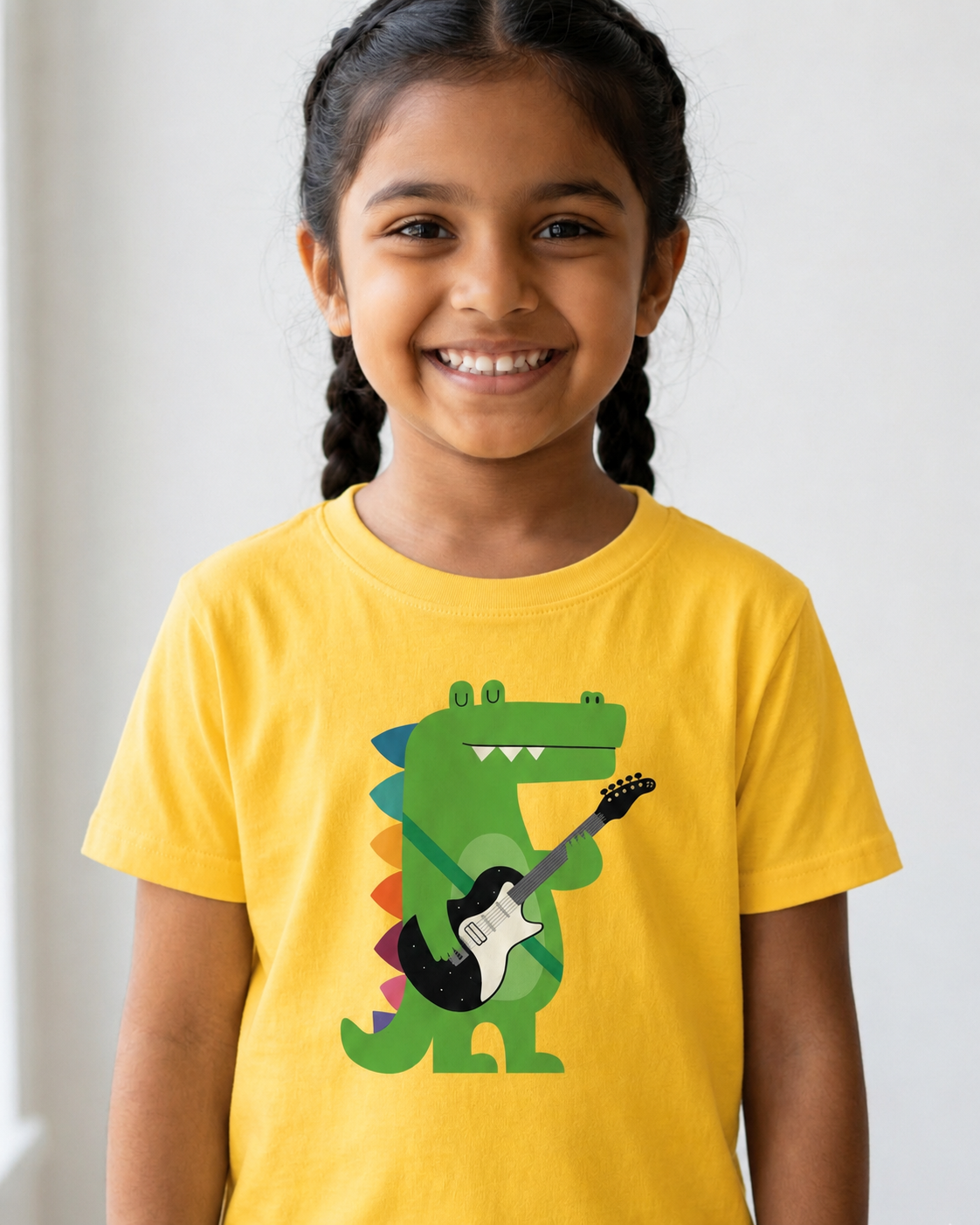 Rockstar Yellow cotton T-shirt  with half sleeve and round neck