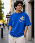 A Indian Young by wearing a Royal Blue Oversized T-shirt
