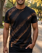 Rust Streak effect Acid wash Black Regular fit t-shirt  with round neck and half sleeve
