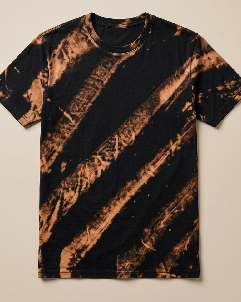 Rust Streak effect Acid wash Regular fit t-shirt placed on the Beige background