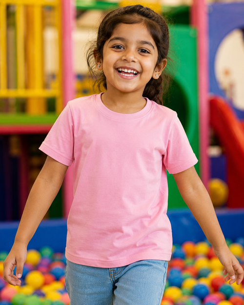 Solid Baby Pink colour  kids t shirt round neck t-shirt with half sleeve