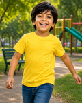 Solid Yellow t shirt with Round Neck and Half sleeve.