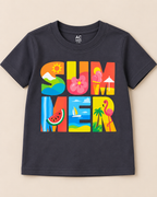 Summer Grey Half sleeve T-shirt placed on the light beige background