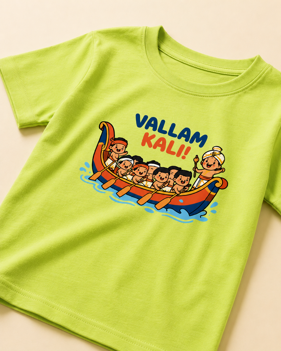 Vallam Kali Light Green Kid's Half Sleeve T-Shirt close view