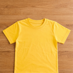 Yellow t-shirt with round neck and half sleeve on a beige background