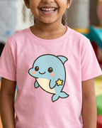 Cute Dolphin Pink Kid's Half Sleeve T-Shirt